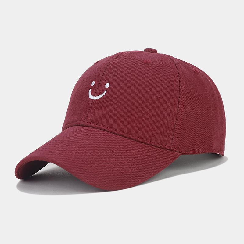 Soft Cotton Baseball Cap for Women Men Smile Face Embroidery Adjustable Low Profile Unstructured Snapback Dad Hat