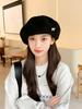 Cloud large version beret hat women's autumn and winter literary and retro painter hat splicing dome showing face small pumpkin hat