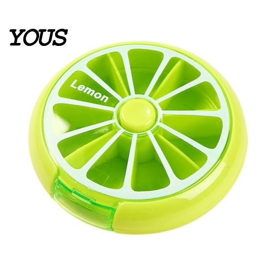 Daily Pill Management Tool 7 Day Organizer, Portable Rotary Case, Cute Fruit Style Vitamin Holder for Trips Compact ABS Container Travel And