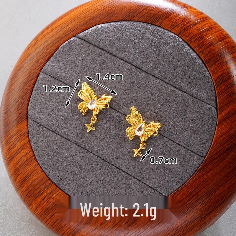 Brincos de Imitação de Ouro Areia de Alta Qualidade: Design de Borla Duradouro para Mulheres, Acessórios de Cobre Transfronteiriços