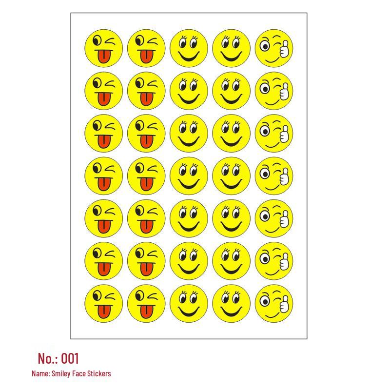 Children's Reward Stickers: Self-Adhesive, Red Flower, Thumbs Up, Smiley Face, Cartoon Designs for Primary School and Kindergarten.