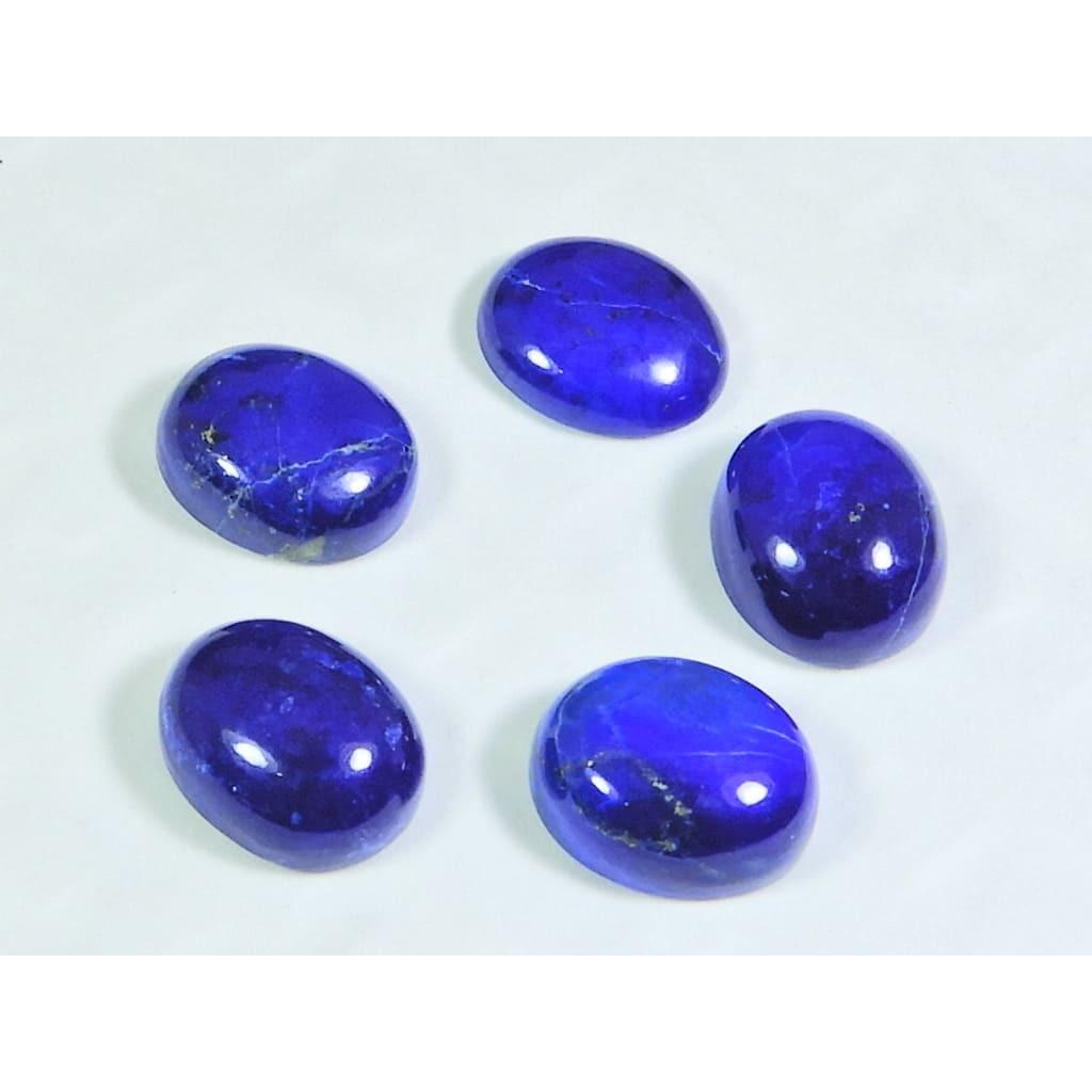 10X12MM Natural Lapis Lazuli Oval Cabochon Loose Gemstone 5Pcs Lot 26Cts. A-498