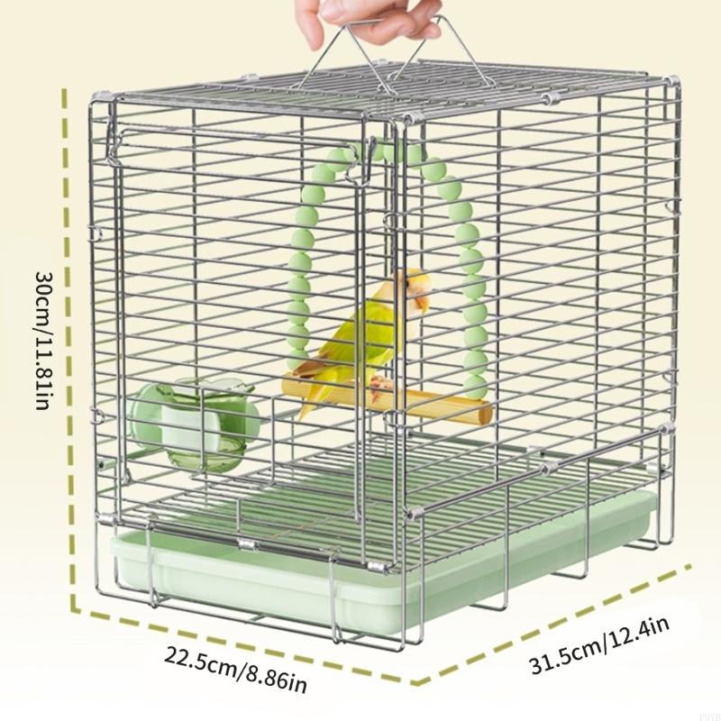 Stainless Steel Folding Bird Cage Portable Travel Carriers Easy Transportation Cage For Small Pet Outdoor Use P9YB
