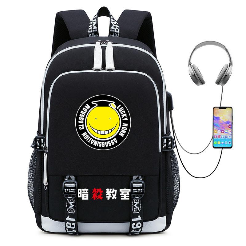 Assassination Classroom Usb Charging Student Backpack With Water Resistant Oxford Material For School Use