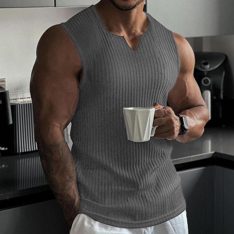 Sommer Neues Herren Muskel Fitness Sport Lässig Ärmelloses Weste Mit Vertikalen Streifen Und Modischer Buchstabenweste Für Herren