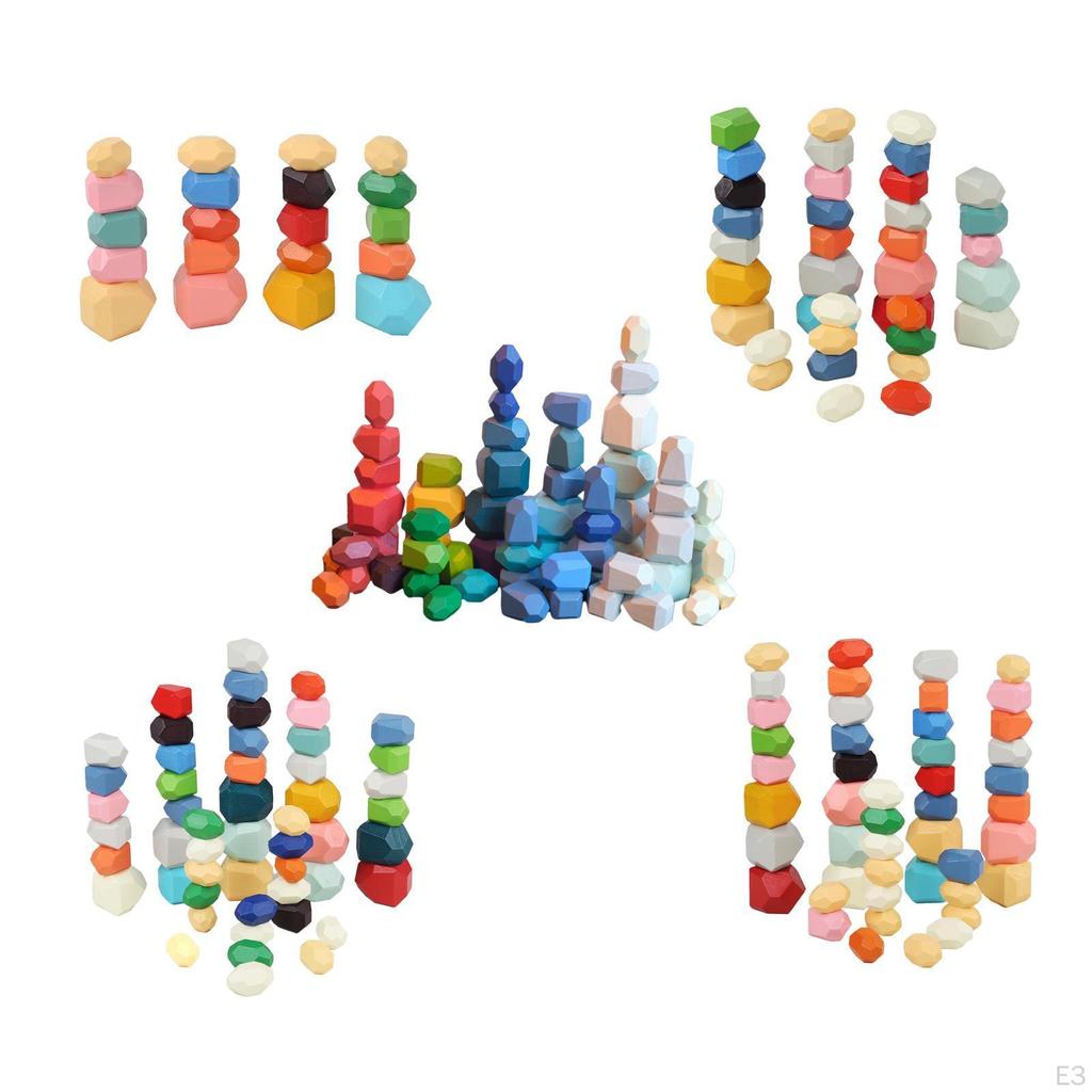 Educational Toys Wooden Balancing Creative Colorful Artware Building Blocks Stacking Game for