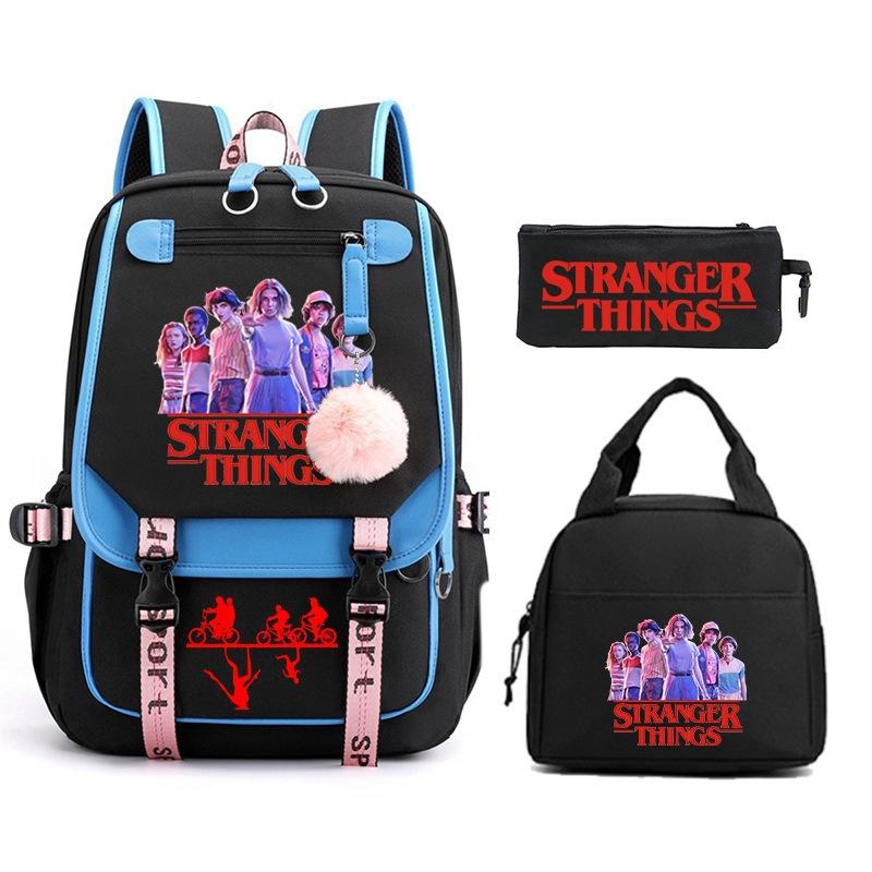 Trend Stranger Things Children'S Backpack Combination Three-Piece Male And Female Versatile Student School Bag