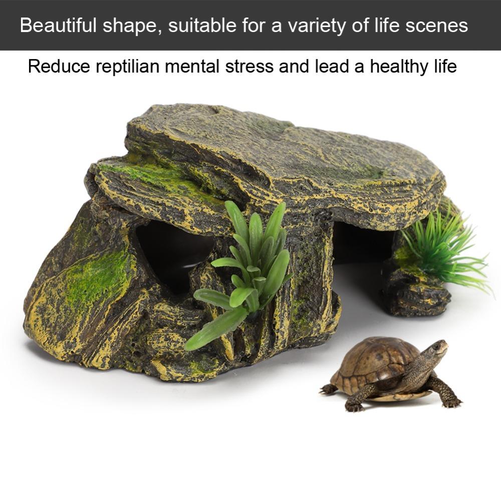 Vivid Texture Reptile Hiding Cave Artificial Turtle Resting Platform For Frogs