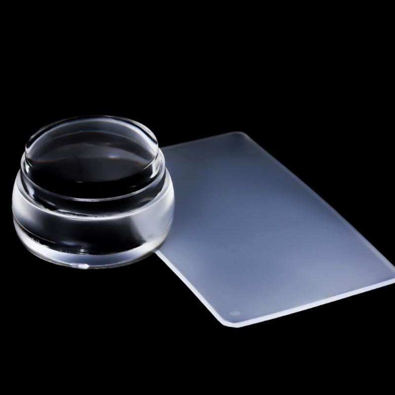 Silicone Nail Stamper Scraper Templates With Cap Clear Jelly Silicone Head Nail Stamp Scraper Stamping Polish Print Diy