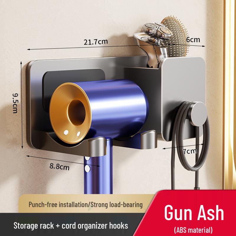 No-Drill Hair Dryer Holder & Cable Organizer for Bathroom