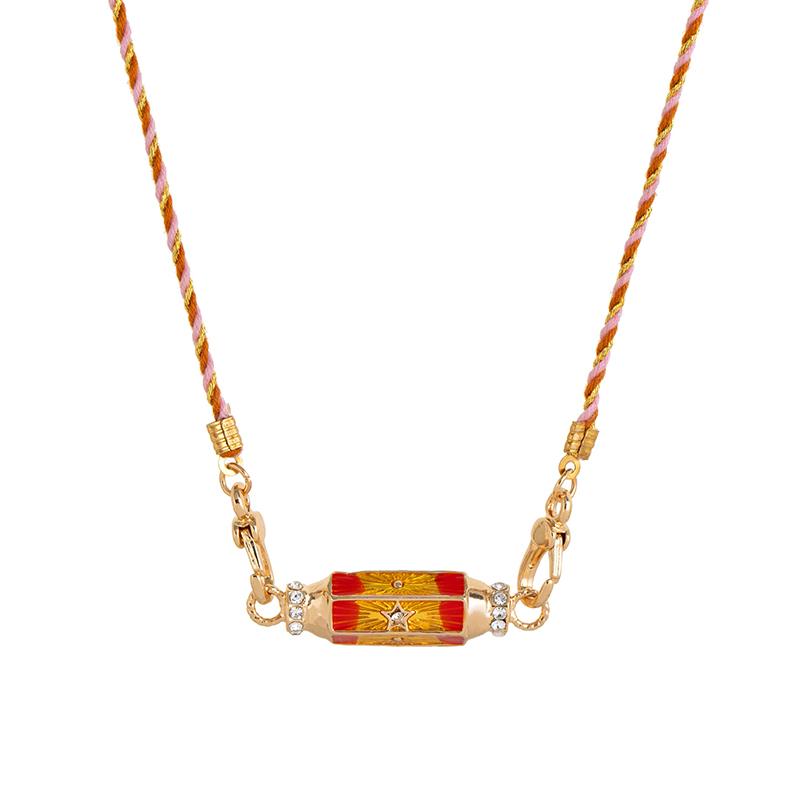 Retro Colored Stainless Steel Pendant Necklace For Women Handmade Braided Rope Chain Jewelry Accessories