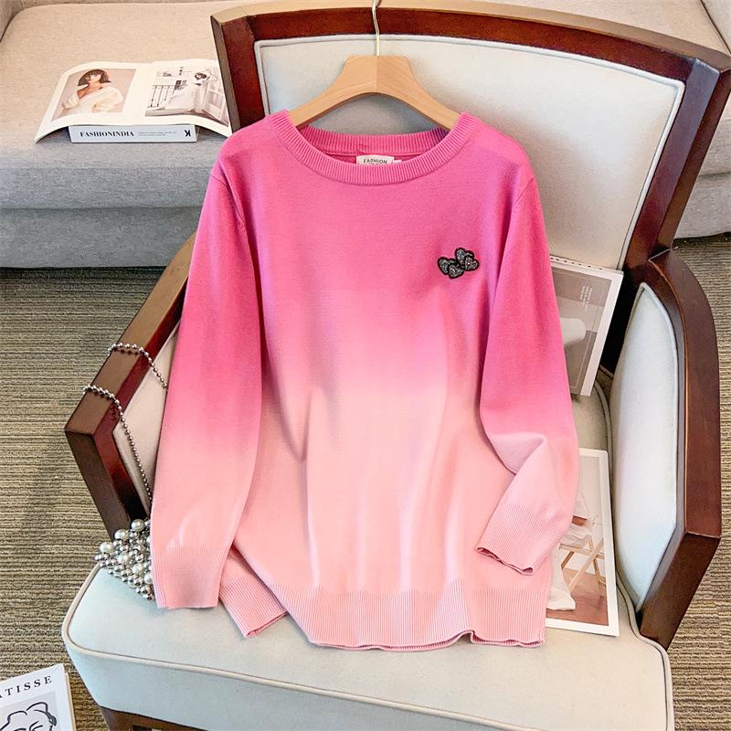 Plus-Size Women's Loose Round Neck Pullover Sweater, Bust 150/160 cm, Fits 200-350 Jin, Knit, Style 8047