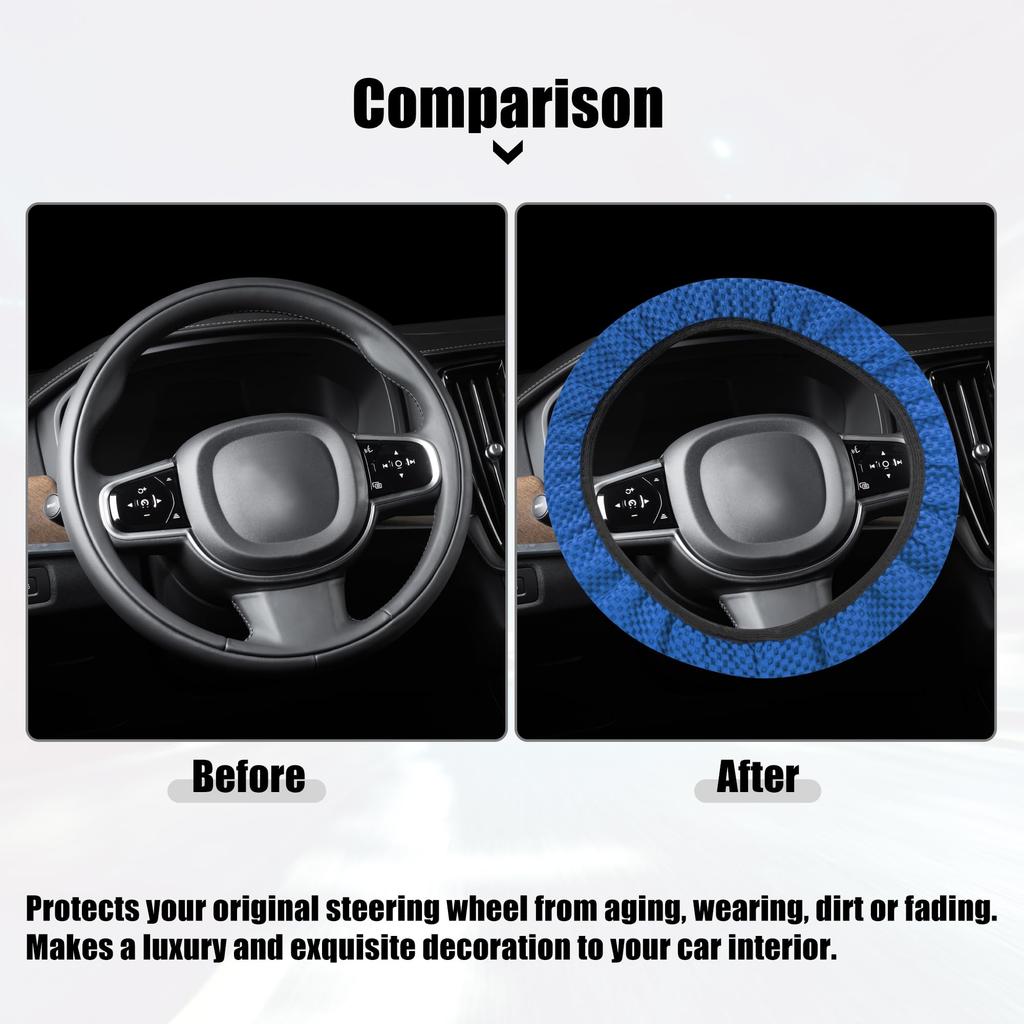 X AUTOHAUX Steering Wheel Cover Universal Elastic Stretch Non-Slip Breathable Microfiber Ice Silk Interior