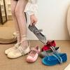 Fashion New Fashion Silk Women Ballet Flats Footwear Lolita Shoes Luxury Autumn Female Butterfly-Knot Round Toe Ladies Dance Shoes