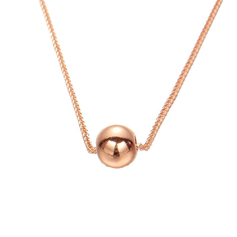 Starfuo 585 Rose & Purple Gold-Plated Bead Pendant Necklace - Trendy Russian Fashion for Women