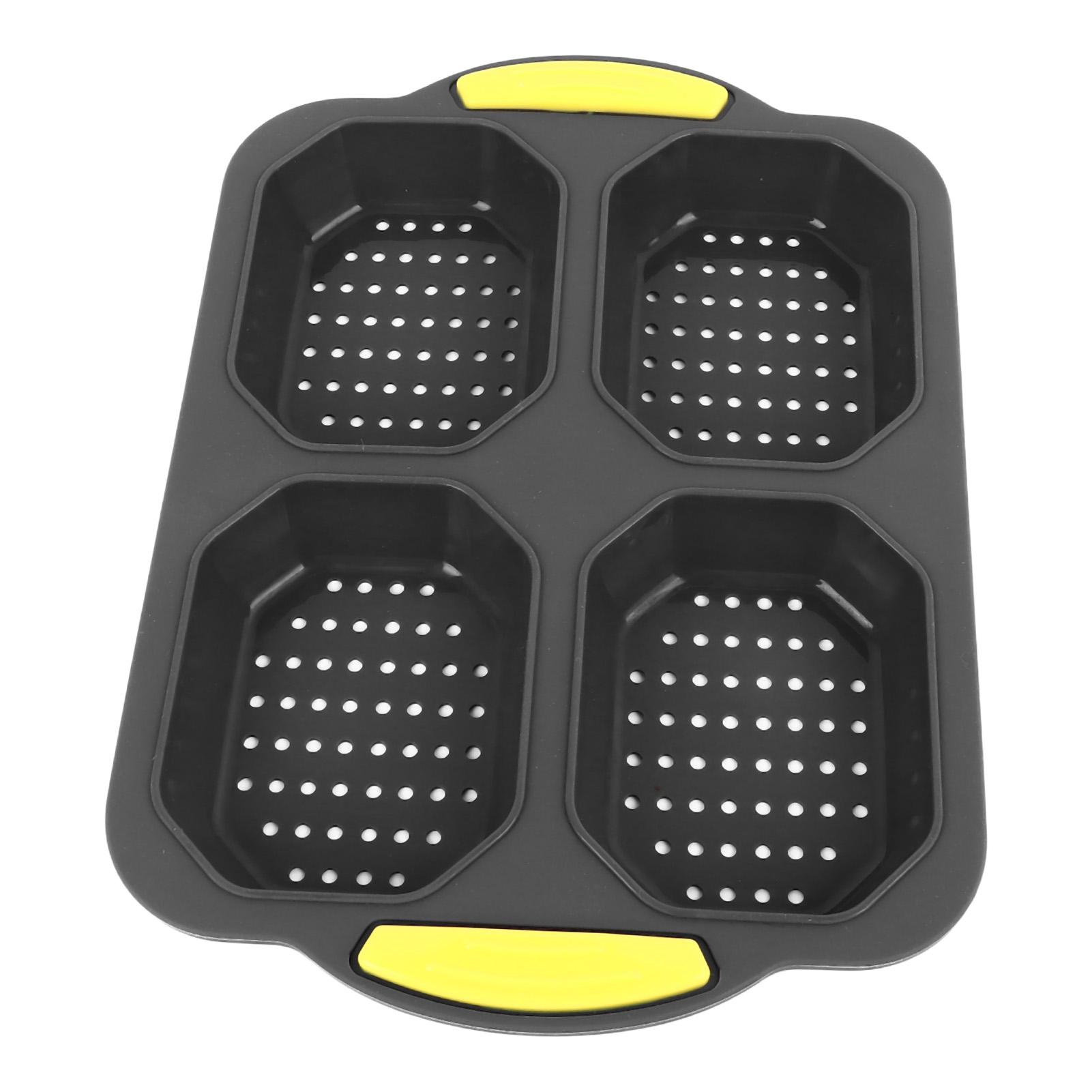 

4 Grid Silicone Loaf Pan Baking Pan for Baking French Baguettes Hot Dog Buns Bread Mold Nonstick Dishwasher Safe Heat