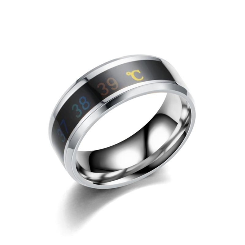 

Intelligent Temperature Sensitive Stainless Steel Ring for Couples and Health Lovers Waterproof Jewelry Wedding Gift