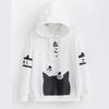 Dames Kattenoren Hoodie Lange Mouw Schattige Kat Print Losse Pullover Sweatshirt