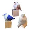 Hand-Carved Painted Wooden Bird Figurine Rustic Small Zebra Finch Statue Sculpture Ornament Decoration for Home Office Living Room