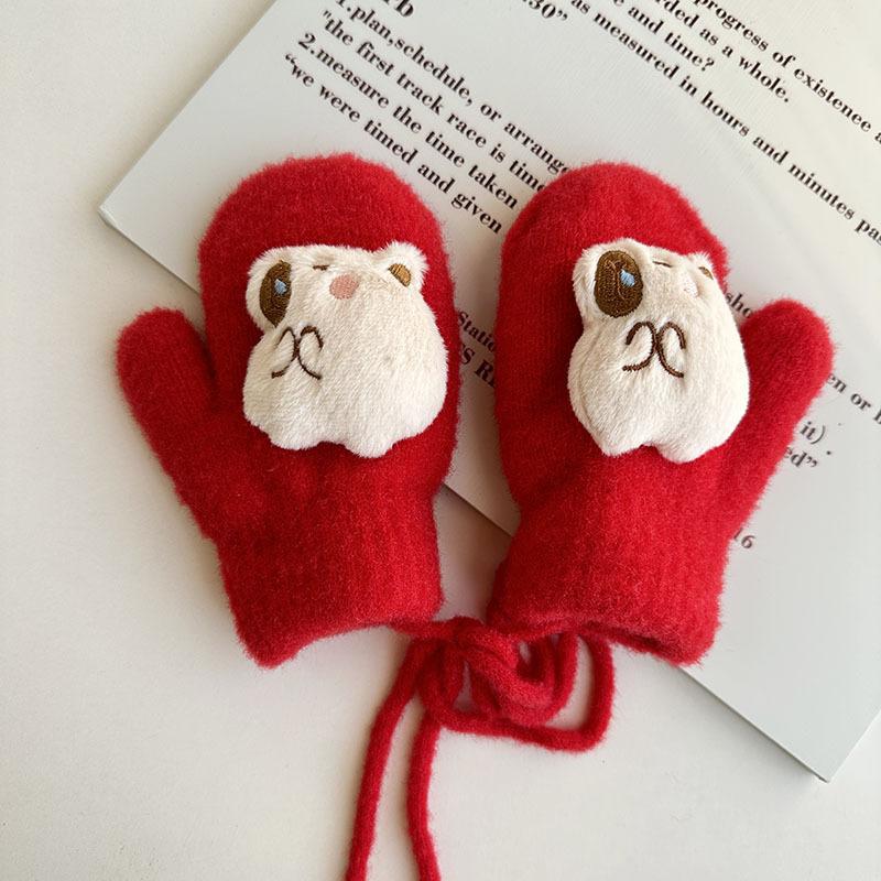 New Children's Gloves Autumn and Winter Korean Cartoon Cute Kapibara Velvet Thickened Warm Baby Gloves