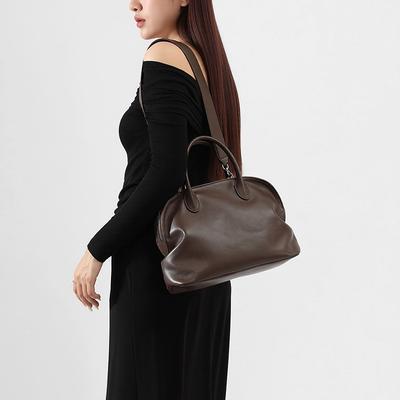 Bowling Bag Retro Minimalist Style Niche High Sense Portable Women's Bag Shoulder Crossbody Boston Bag