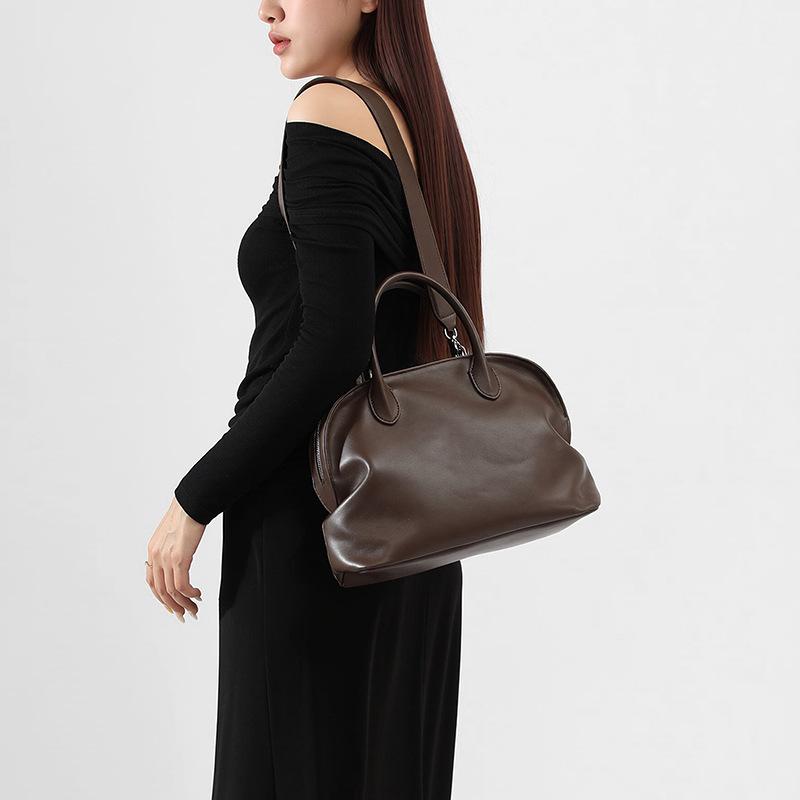Bowling bag retro minimalist style niche high sense portable women's bag shoulder crossbody Boston bag