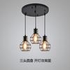Retro Żelazo Industrialny Styl Granatowy Trójgłowicowy Jadalniany Żyrandol Abażur Nordic Minimalistyczny LED Restauracja Żyrandol