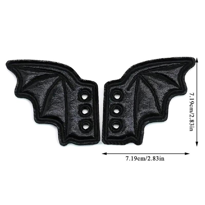 1/2 Pairs Bat Shoe Wings Embroidery Diy Charm Decorations For Sneaker Clothing Shoelaces Punk Halloween Gift Accessory