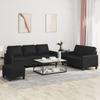 Vidaxl 3-Cz. Sofa Set with Cushions, Black, Faux Leather