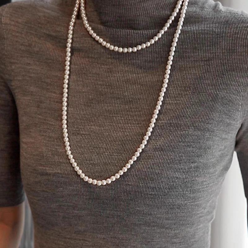 

Многослойное длинное корейское ожерелье-подвеска Четырехлистный клевер с жемчугом Daily Easiest for Match 6mm