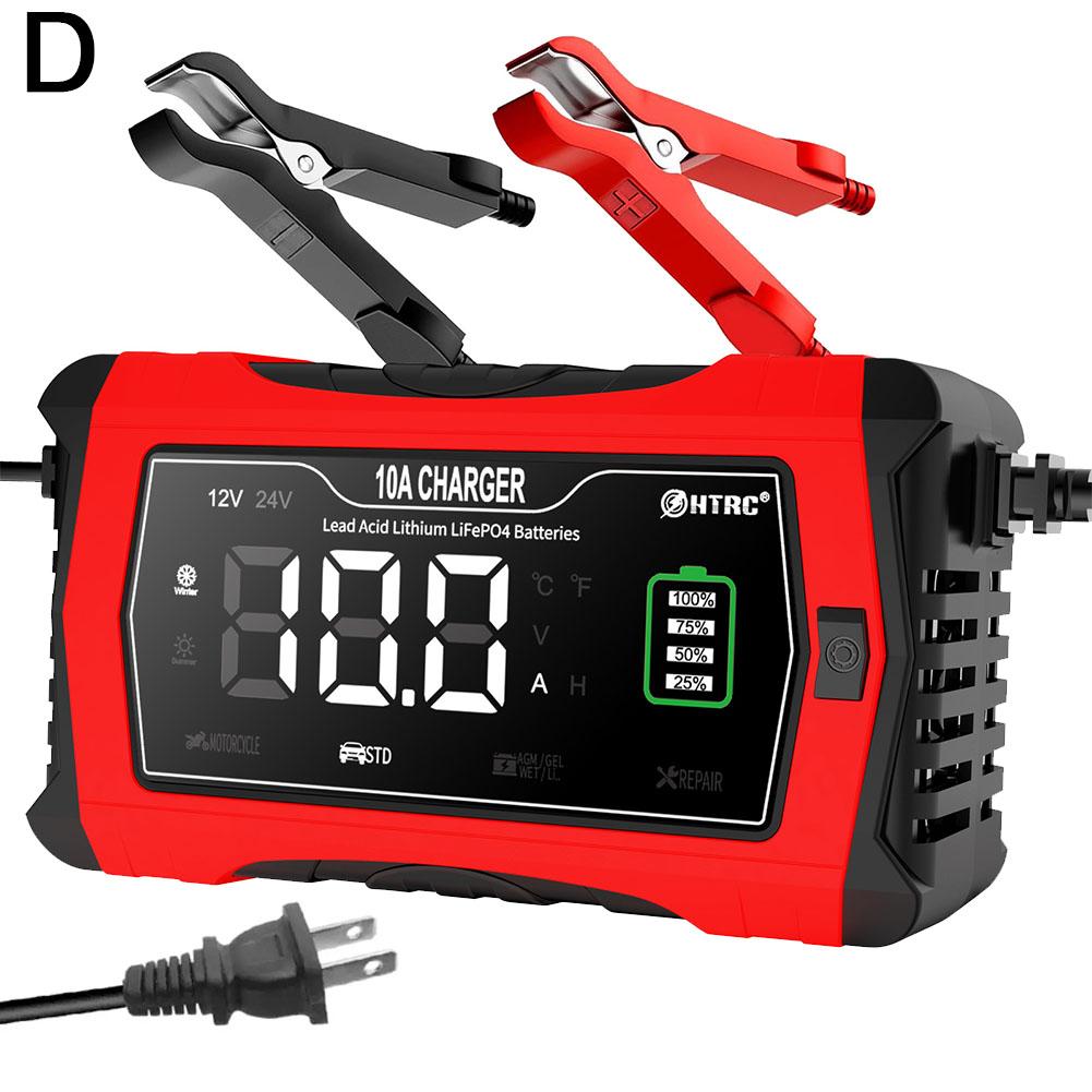 

12 В/24 В 10 А интеллектуальное зарядное устройство и тестер для автомобильного аккумулятора, импульсный ремонт ЖК-дисплея, зарядное устройство для автомобильного мотоциклетного аккумулятора