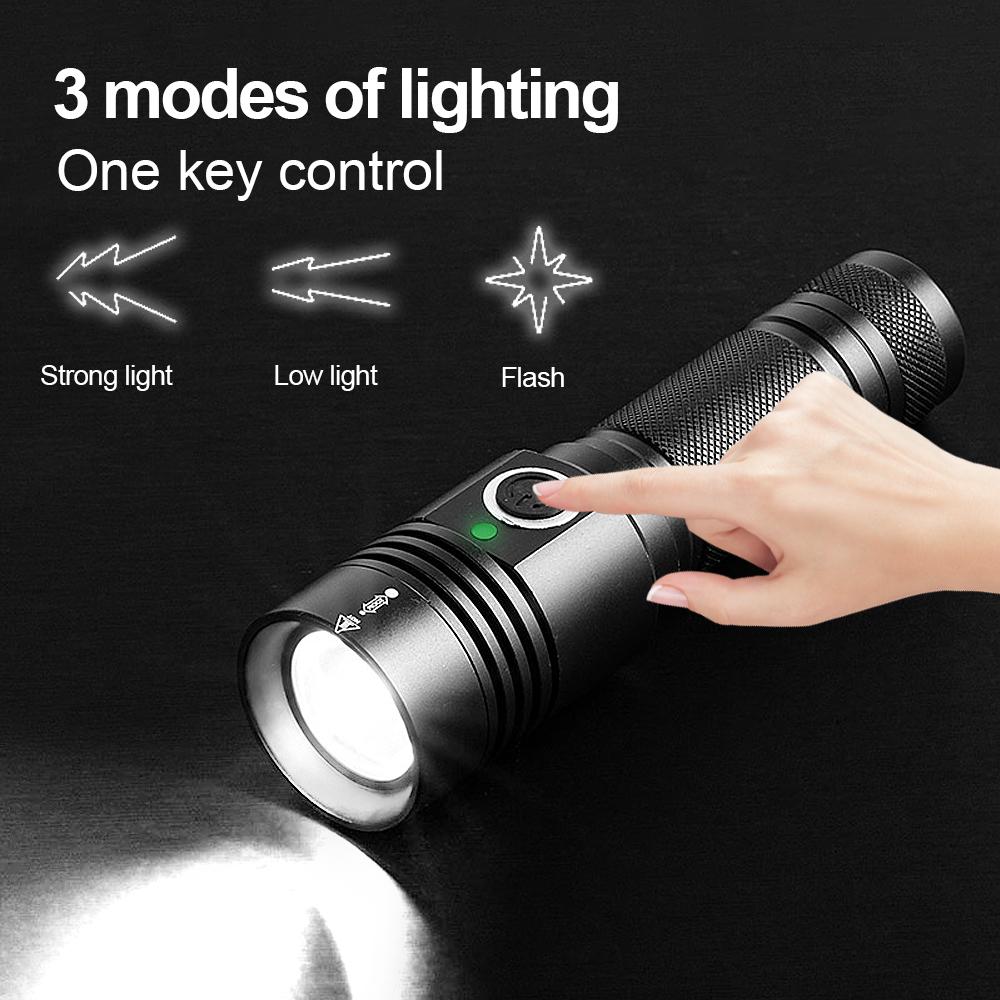 XHP50 Superhelle Taschenlampe Tragbare Lampe Zoom Taschenlampe Wasserdichtes wiederaufladbares Blitzlicht Outdoor Camping Laterne