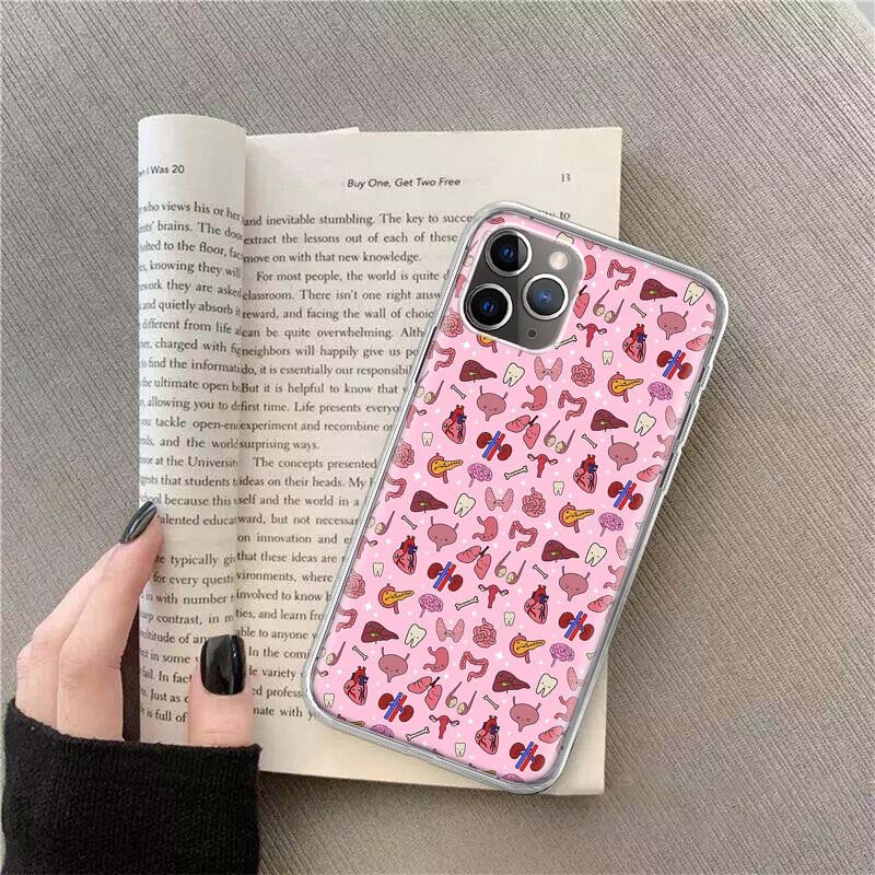 Cartoon Medicine Doctor Nurse Phone For Apple Iphone 12 13 Mini 15 Pro Max 11 Pro 14 Plus 16 Pro Max 16E Case Shell Cover Clear