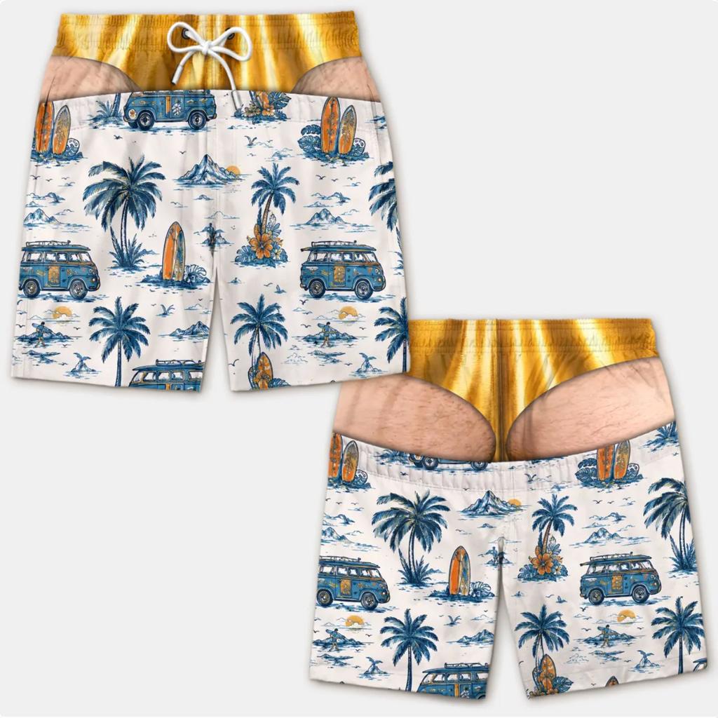 Men's Hawaiian Beach Shorts Quick Dry Swim Trunks