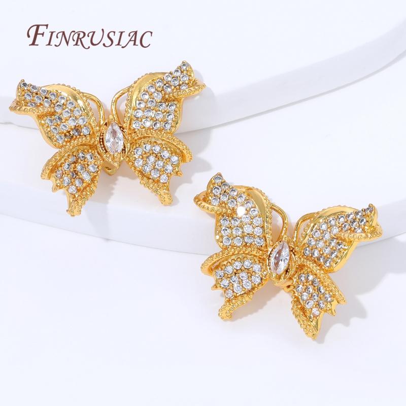 18K Gold Plated with Zircon Butterfly Beads Accessories,Spacers For Beads DIY Bracelets&Necklaces Jewelry Making Supplies