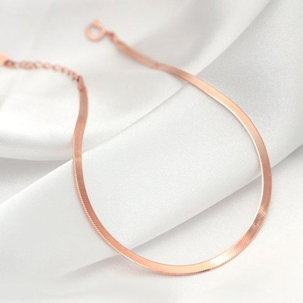 Snake 92.5 Silver High-Quality Snake Chain Rose Gold Chain Silver Anklet