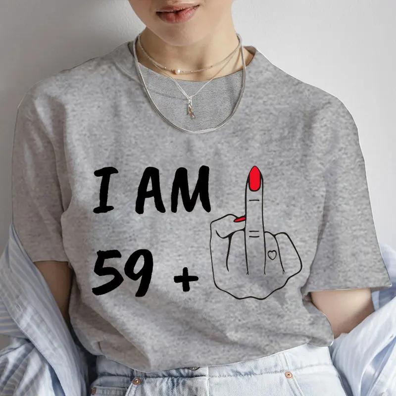 

Футболка на 60-летие для женщин Одежда Мне 29 39 49 59 Плюс Средний палец Мода Y2k Графические топы Летние футболки с коротким рукавом 4XL