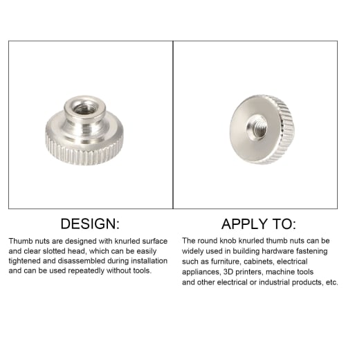 METALLIXITY Knurled Thumb Nuts, M3 X 11 X 7mm, 20 Pieces, Nickel-Plated Iron, Round Bar Manual Adjustment Nuts for Home Building Hardware Fasteners