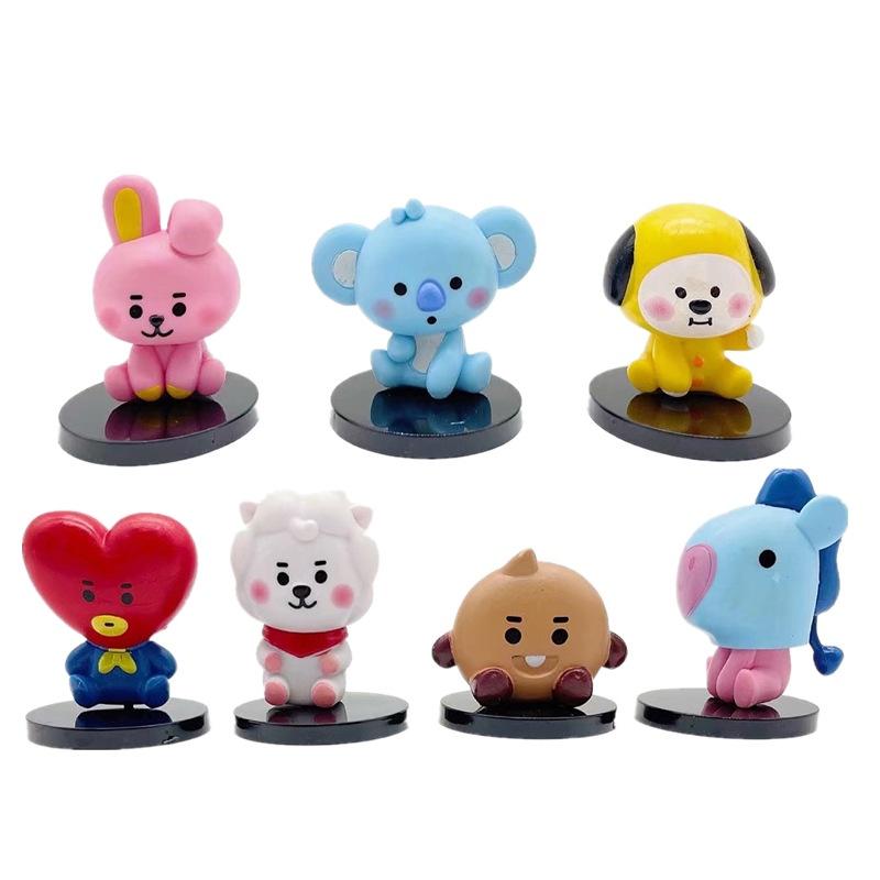 

Bts Bt21 7 шт./набор Фигурки-украшения для детского монитора Топпер для торта Игрушки Подарок Sitting Set