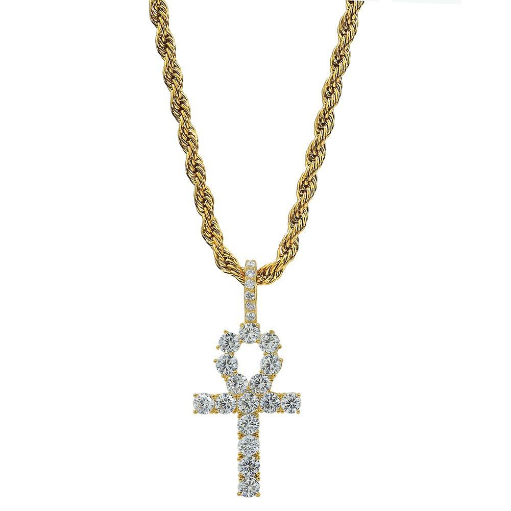 YYN European American Hip-Hop Cross Full Color Zircon Copper Pendant Chain Fashion Personality Trendy Necklace
