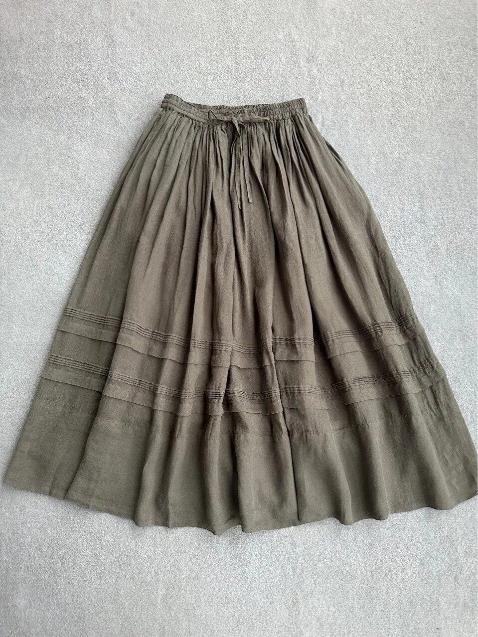 

Johnature японская лоскутная вышивка с высокой талией женские юбки летние универсальные винтажные свободные женские юбки One Size темно серый