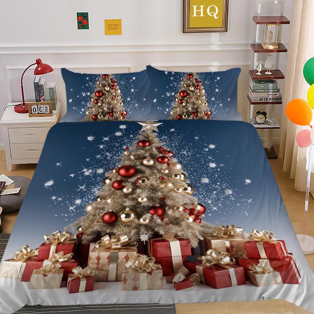 

3D постельное белье, односпальная двуспальная кровать, полноразмерная наволочка с рождественским принтом, пододеяльник, 2/3, удобное домашнее постельное белье EU Single 135x200cm