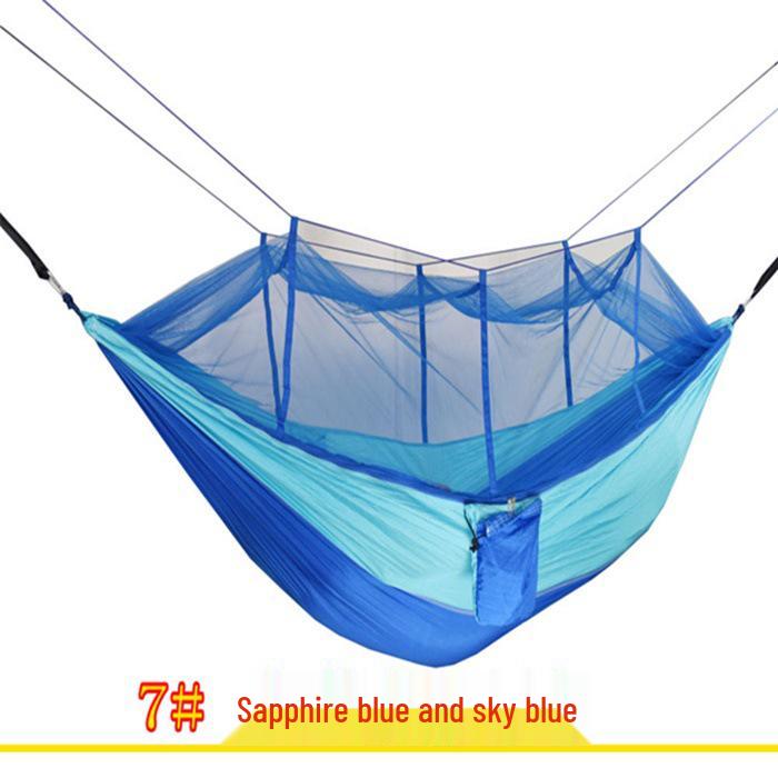 Portable Double Hammock with Mosquito Net - Quick Open Nylon Camping Swing