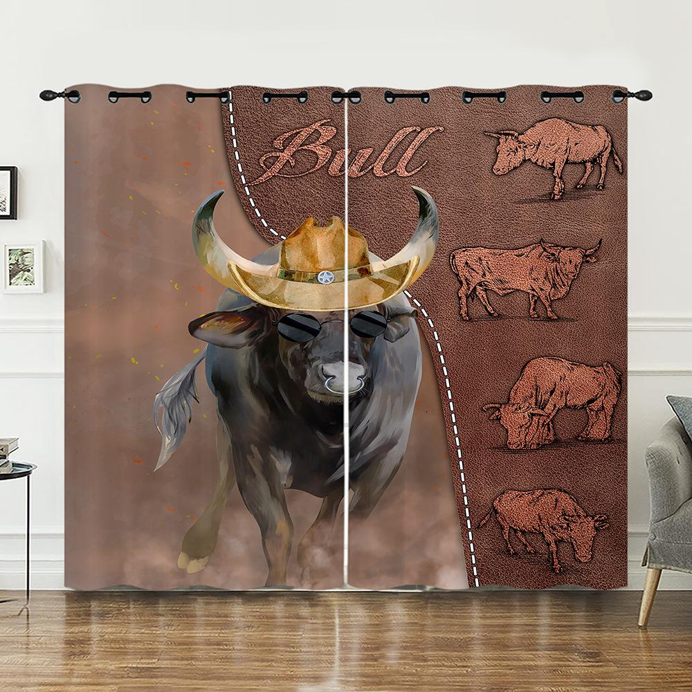 Curtains Animal Fur Cow Texture Curtains Bedroom Living Room Blackout Curtain Perforated