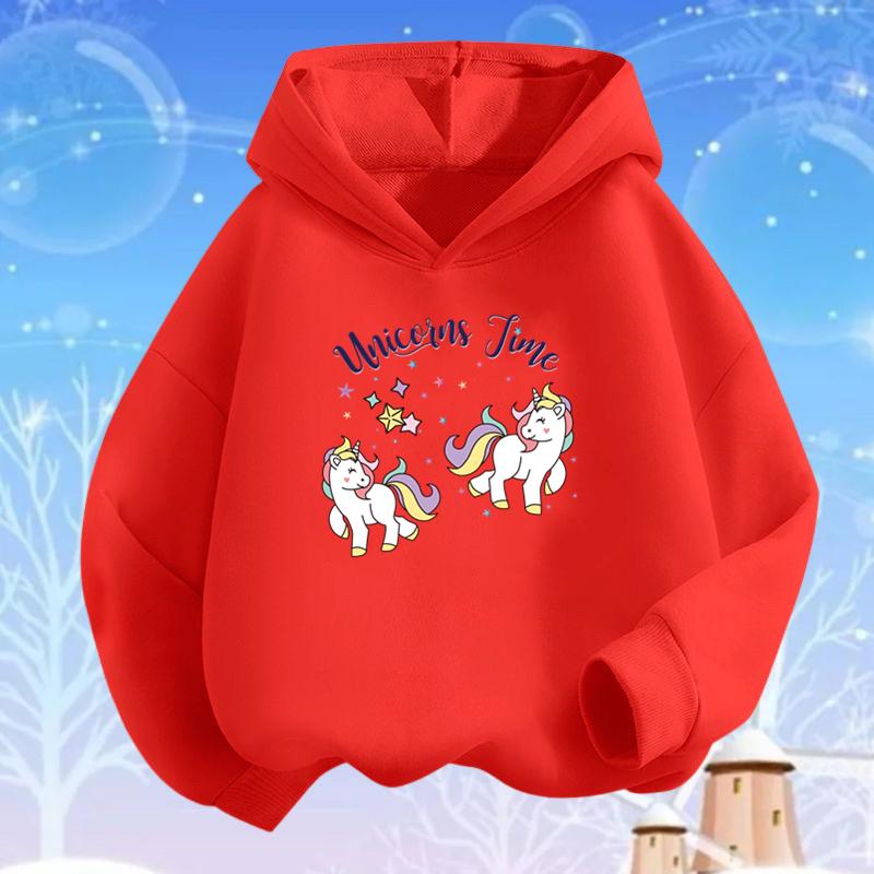 Kids Cartoon Hoodies Beauty Flower Unicorn Hoodey Sweatshirt Girls Fashion Harajuku Basic Coat