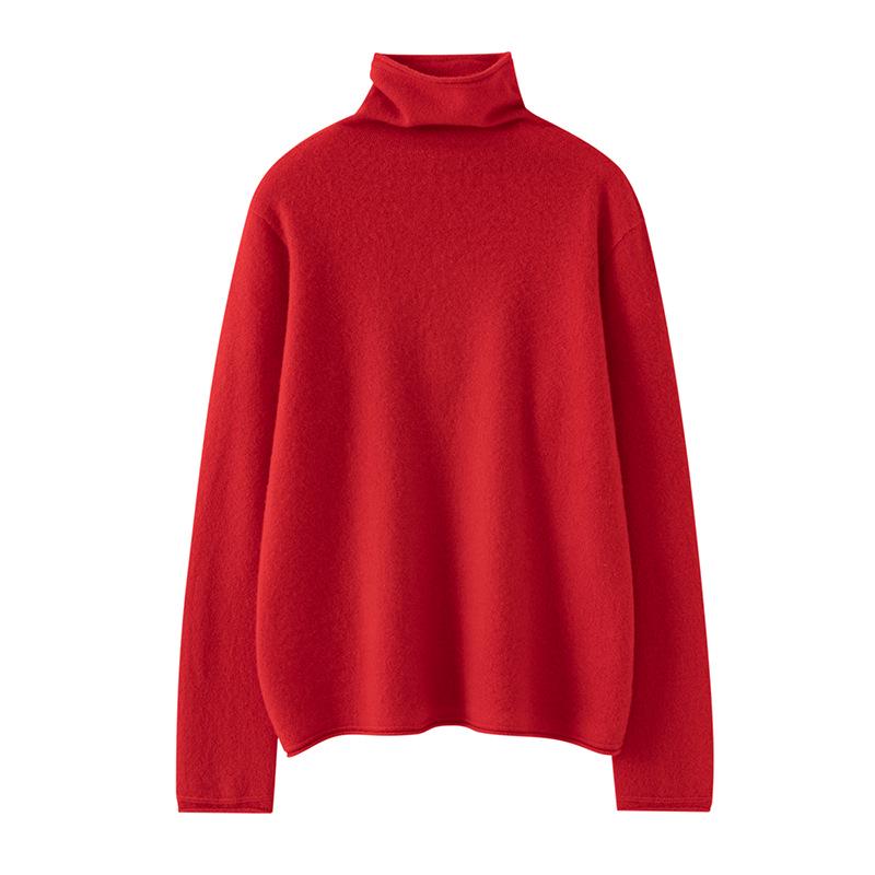 Women's 100% Pure Cashmere High Neck Sweater - Warm, Versatile Pullover for Autumn/Winter.