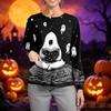 Women Casual Long Sleeve Single Breasted Cardigan Halloween Print Nurse Workwear Top Lightweight Button Up Shirt