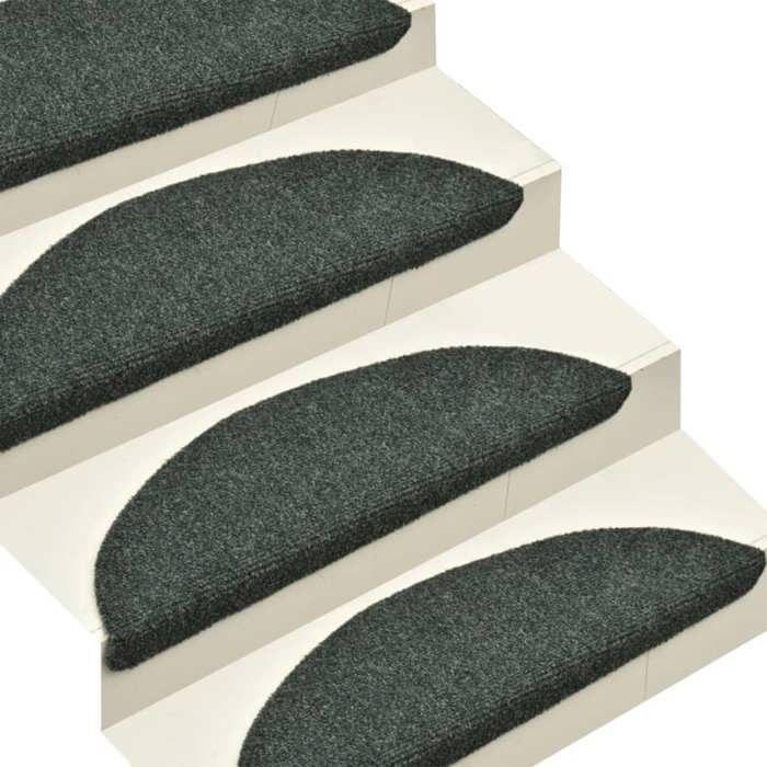 VidaXL Tapis d'escalier autocollants 15 pièces 56 x 17 x 3 cm Vert Demi-rond 322358