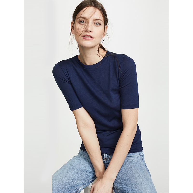 Fashion Stylish Simple and Versatile Ins Pure Color Silm round Neck Short Sleeve T-Shirt 2025 New Arrival Pure Cotton Top T-shirt Women