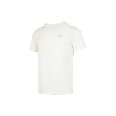 Puma Letter Logo Print Quick-Dry Breathable Round Neck Short Sleeve T-Shirt Unisex Tops White 682344-65